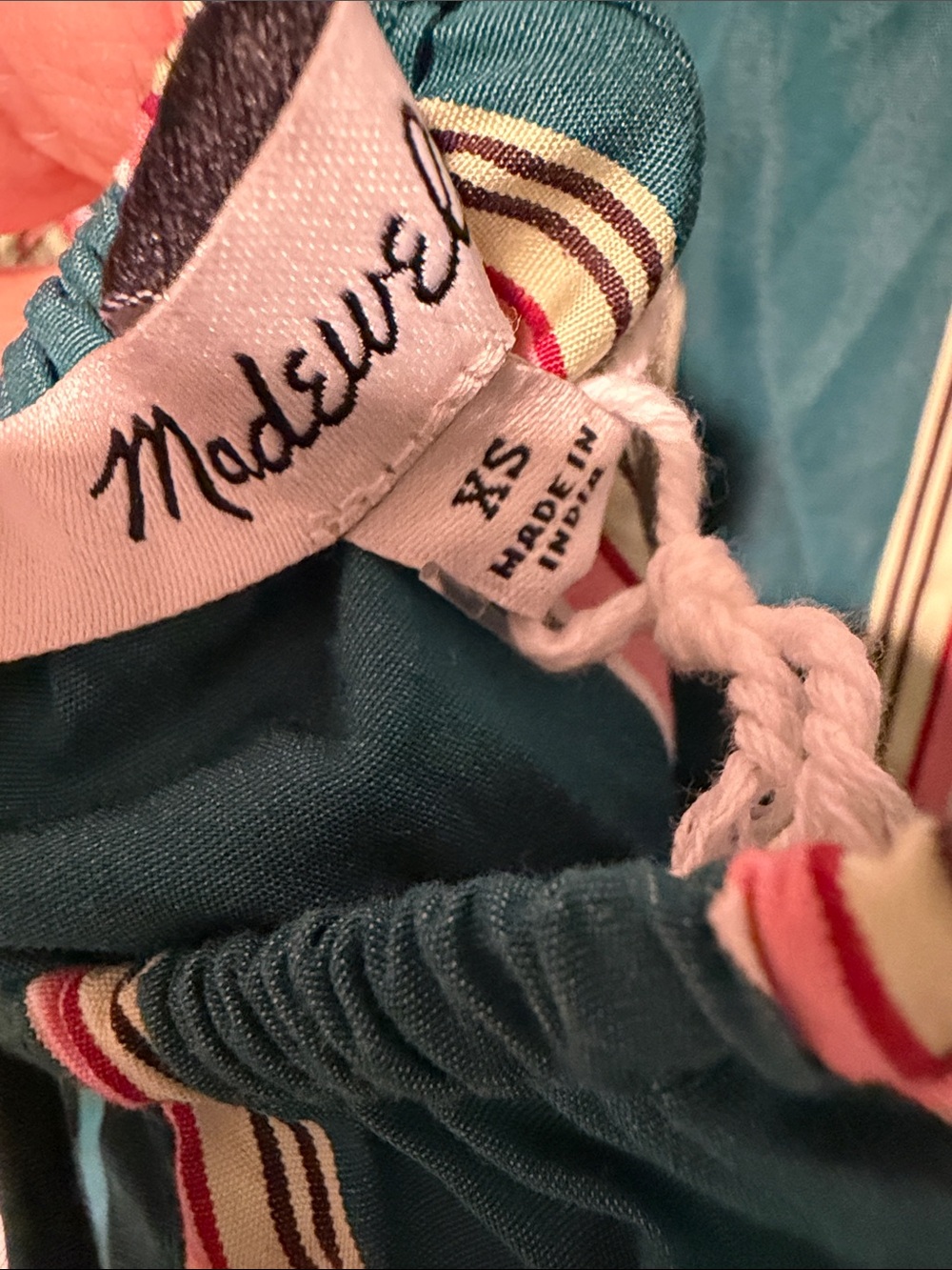 Madewell Teal Striped Midi Dress with Pink & Cream Lines XS - Picture 4 of 4